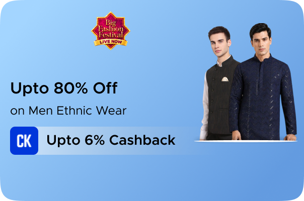 Myntra: Upto 80% Off on Men Ethnic Wear +  Upto 6% CashKaro Cashback